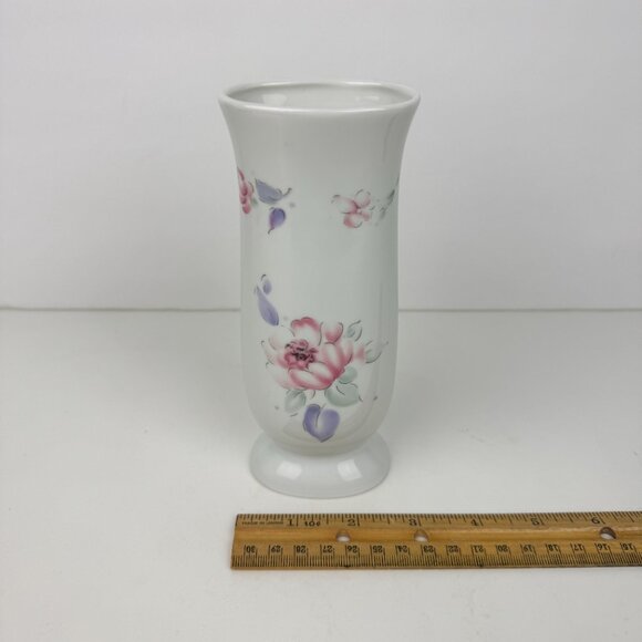 Vtg 90s Especially for you FTD Flower Vase White Pastel Floral Image 6.5in tall - Picture 1 of 14